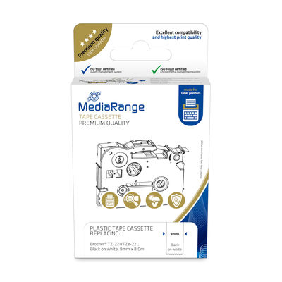 MEDIARANGE Laminiert - permanenter Klebstoff - Schwarz auf Weiß - Rolle (0,9 cm x 8 m) - Etikettenband, Ansicht 2