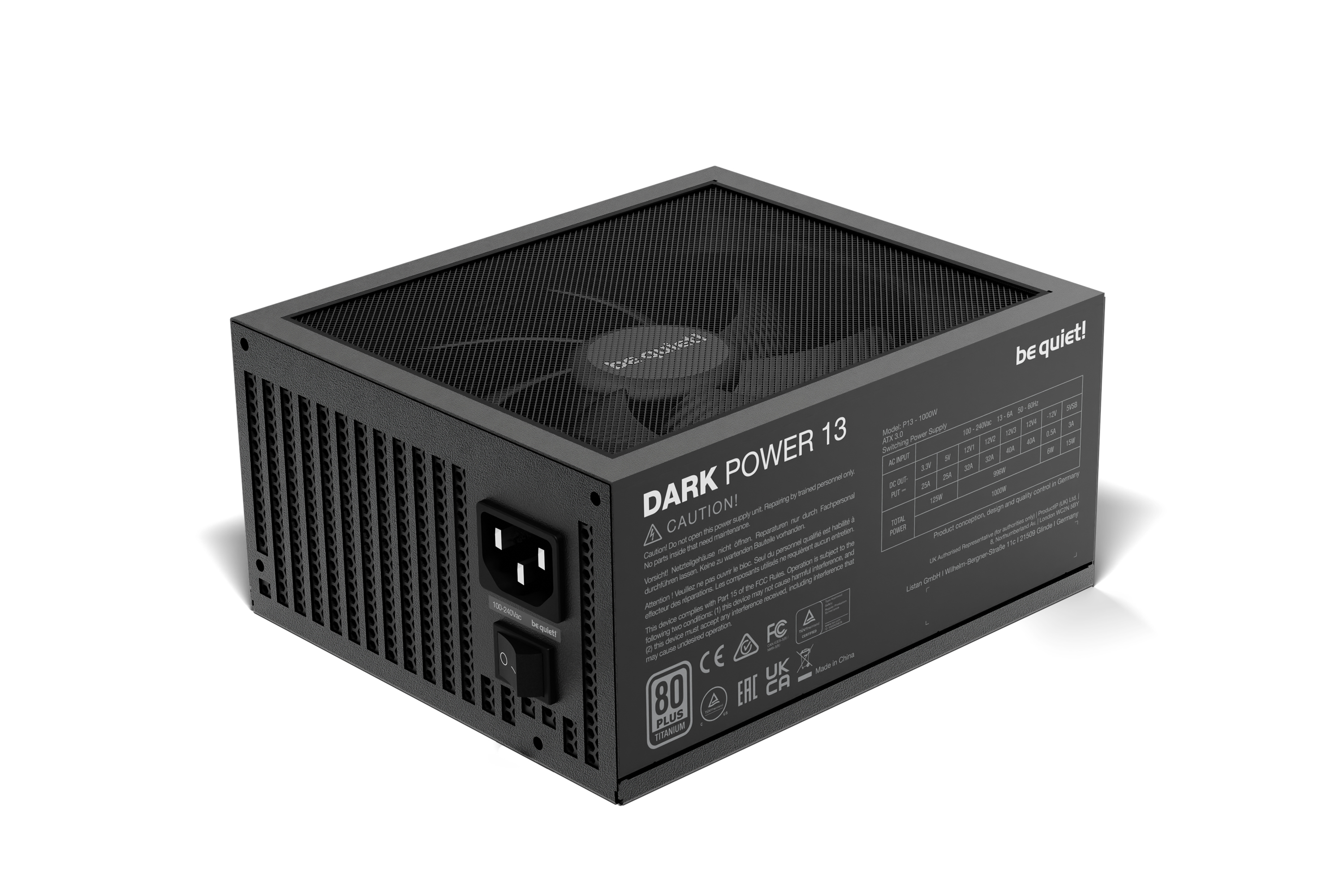 Be Quiet! Dark Power 13 - 1000 W - 100 - 240 V - 1100 W - 50/60 Hz - 13/6 A - 6 A, Ansicht 2