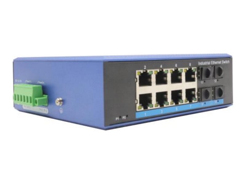 DIGITUS Industrieller 8 + 2-Port Gigabit Ethernet PoE Switch