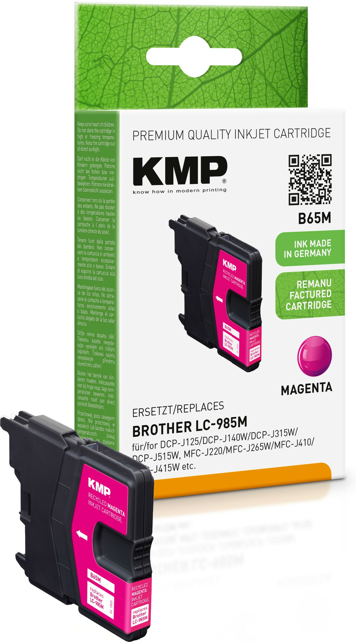 KMP B65M - 4.5 ml - Magenta - kompatibel - Tintenpatrone (Alternative zu: Brother LC985M), Ansicht 3