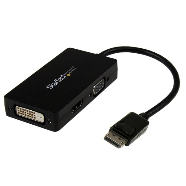 StarTech.com 3-in1 DispalyPort auf HDMI / DVI / VGA Adapter / Konverter - Schwarz, 0,15 m, 1920 x 1200 Pixel, 1080p, Schwarz, CE, FCC, REACH, 0 - 70 °C