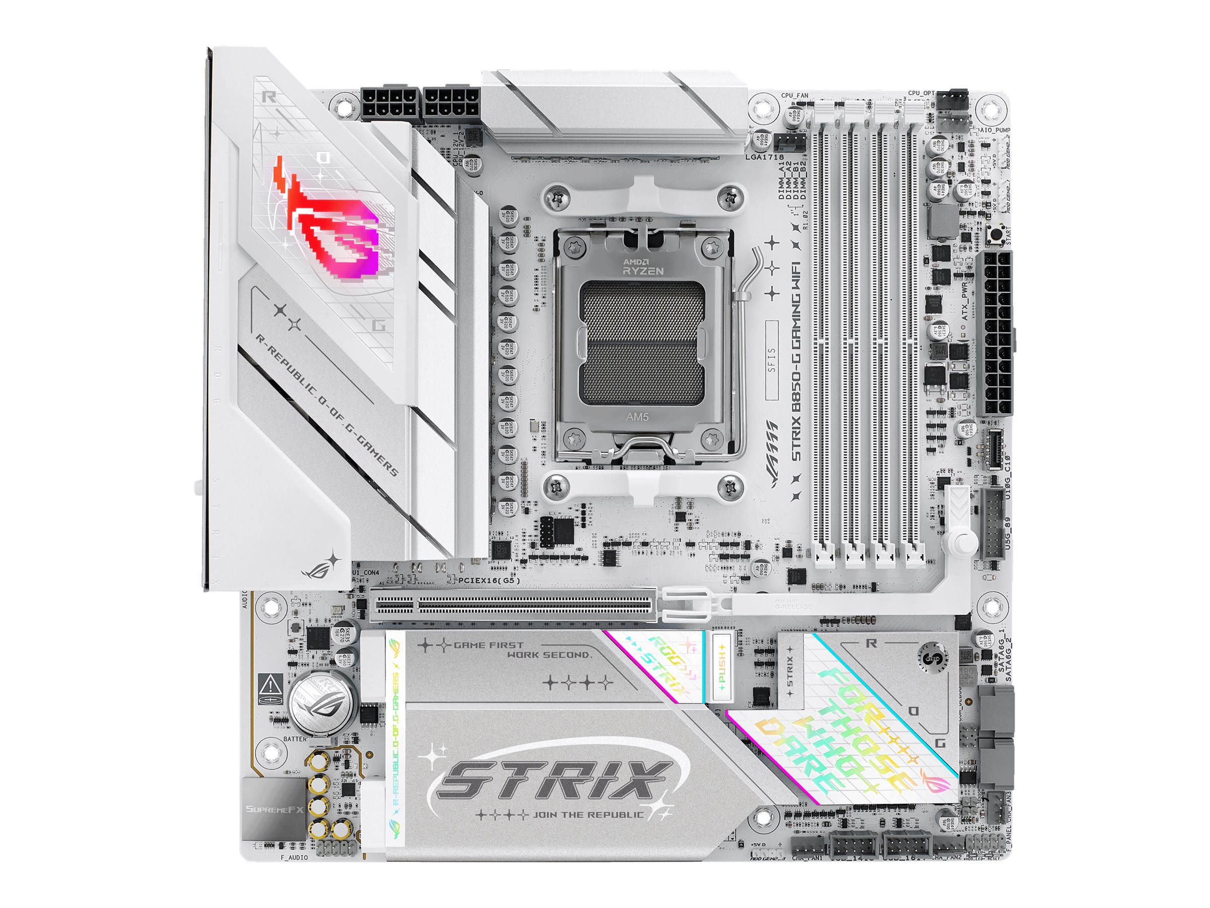 ASUS ROG STRIX B850-G GAMING WIFI - Motherboard - micro ATX - Socket AM5 - AMD B850 Chipsatz - USB-C 3.2 Gen 2x2, USB-C 3.2 Gen2, USB 3.2 Gen 2, USB 3.2 Gen 1 - 2.5 Gigabit LAN, Wi-Fi 7, Bluetooth - Onboard-Grafik (CPU erforderlich)