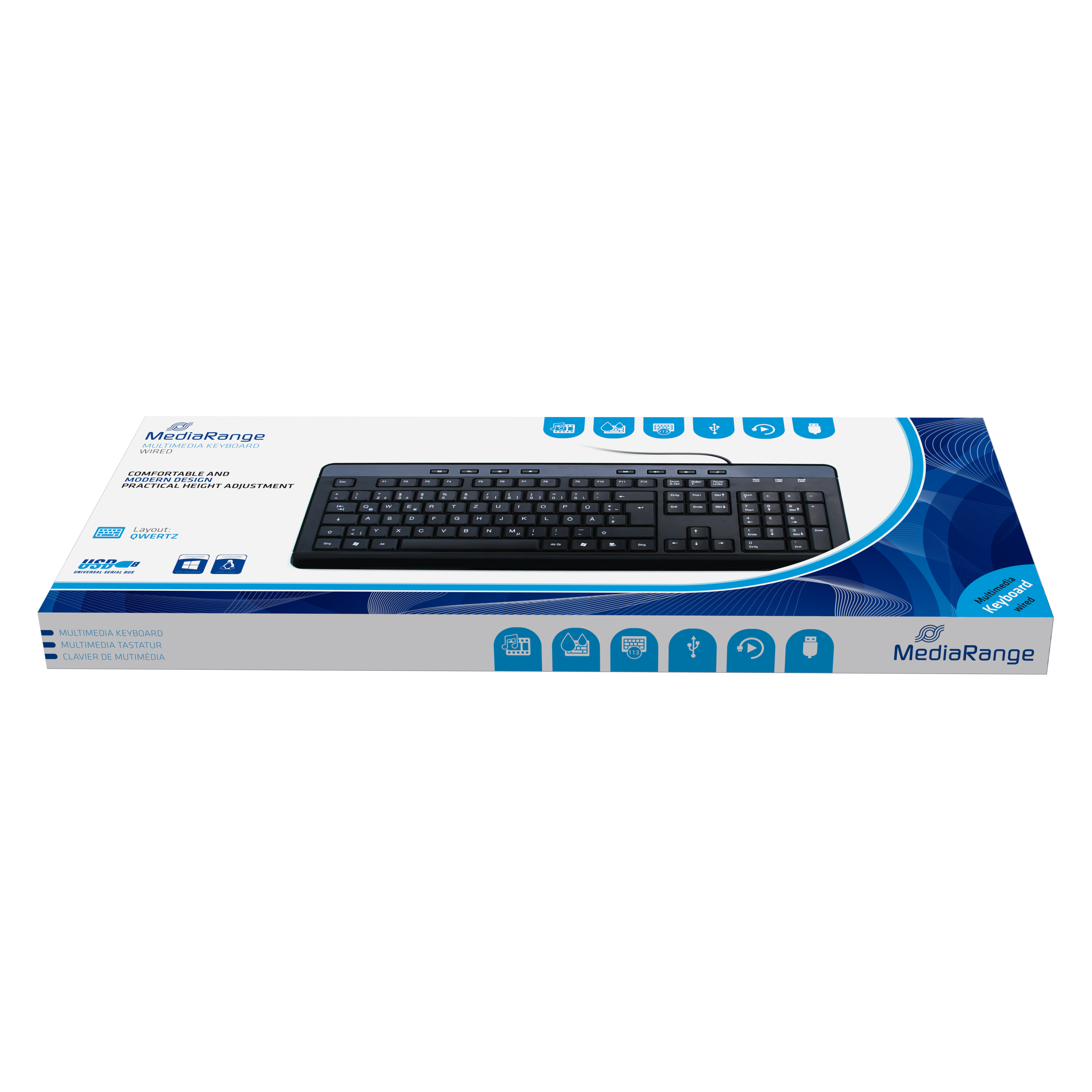 MEDIARANGE MROS102 - Tastatur - USB - Schwarz - TL: Deutsch, QWERTZ, Ansicht 3