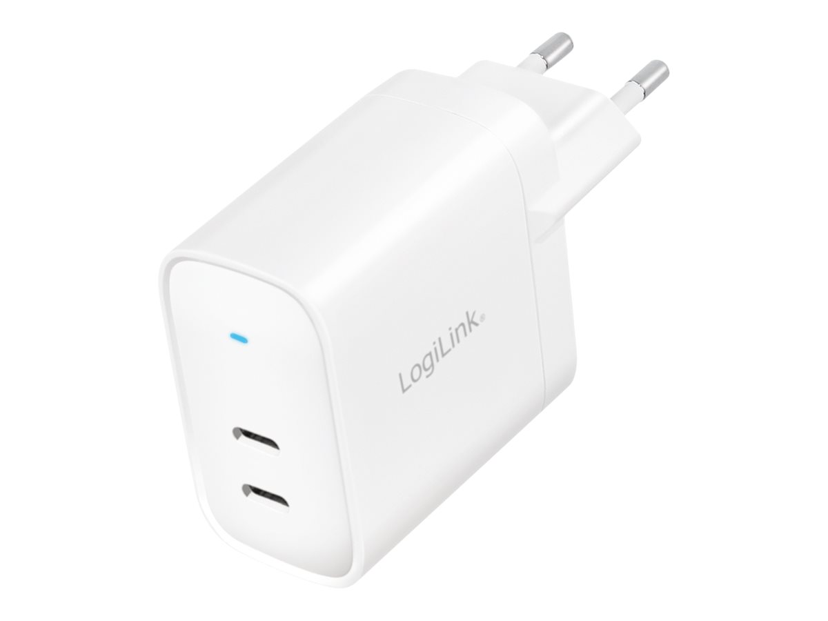 LogiLink Netzteil - GaN-Technologie - 40 Watt - 3 A - Fast Charge, PD/PPS - 2 Ausgabeanschlussstellen (2 x USB-C)