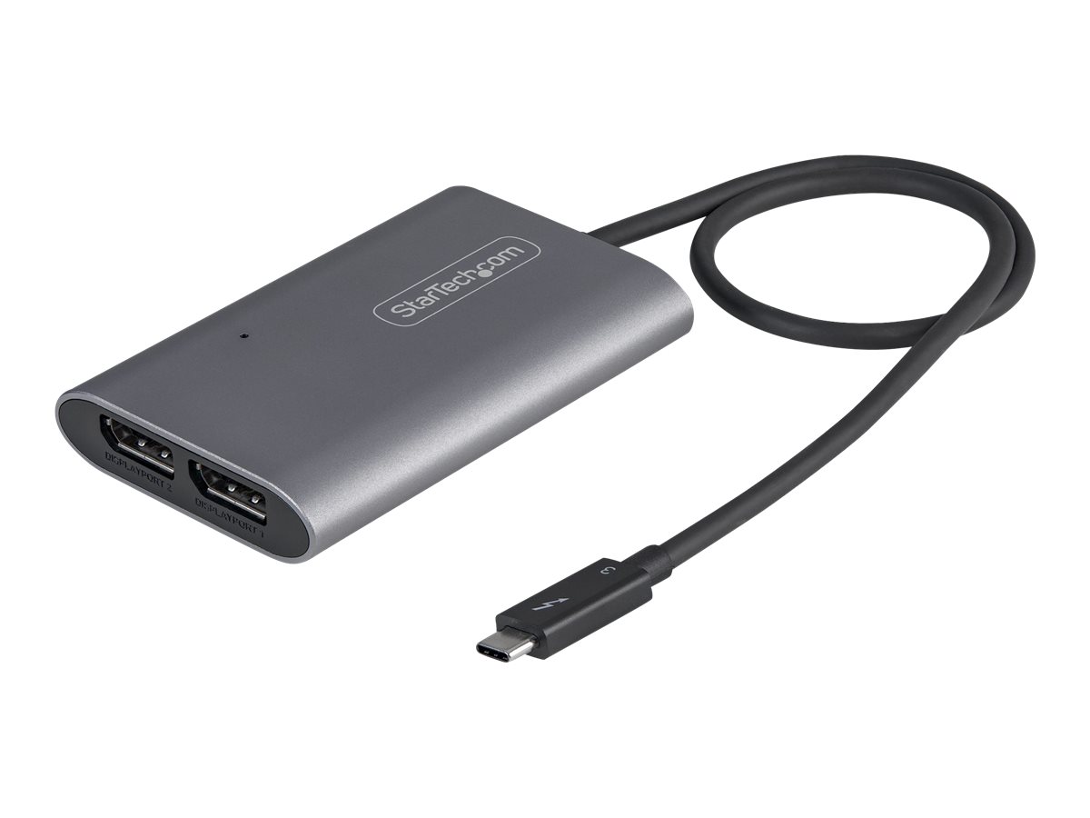 StarTech.com StarTech Thunderbolt 3 to Dual DisplayPort Adapter DP 1.4, Dual 4K 60Hz or Single 8K/5K Thunderbolt 3 to DP Adapter, TB3 to 2x DisplayPort Monitor Video Display Adapter, Mac/Windows - TB3 to DP 1.4 Adapter - USB / DisplayPort-Adapter - USB-C 