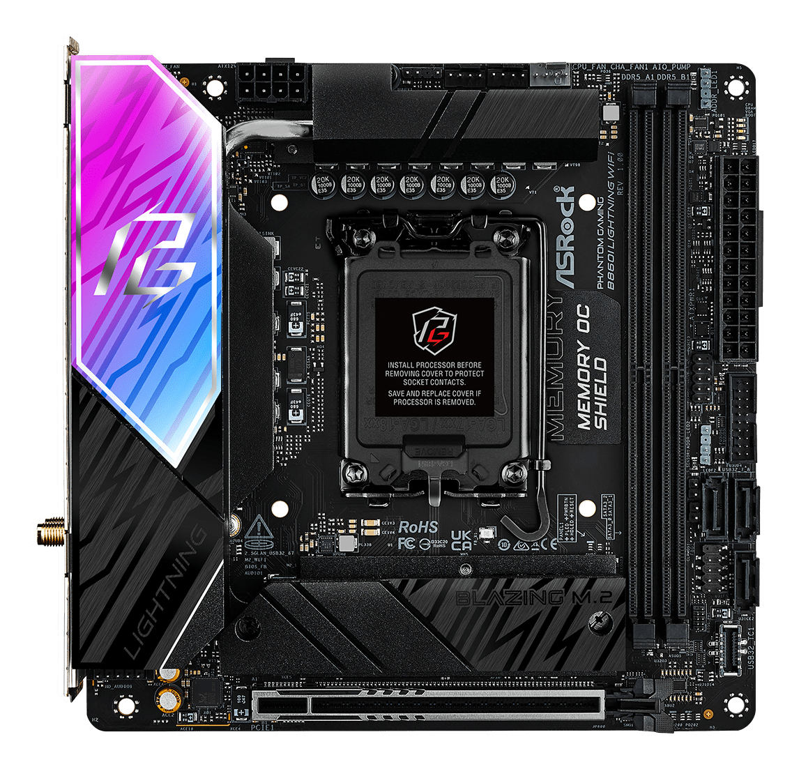 ASRock B860I Lightning WiFi 1851 mITX HDMI DDR5 - DDR5 - HDMI, Ansicht 2