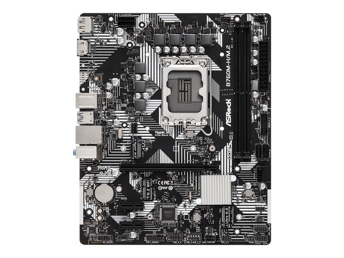 ASRock B760M-H/M.2 - Motherboard - micro ATX - LGA1700-Sockel - B760 Chipsatz - USB-C 3.2 Gen 1, USB 3.2 Gen 1 - Gigabit