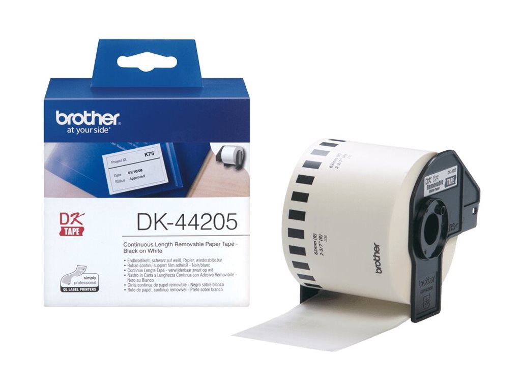 Brother DK44205 - Entfernbarer Klebstoff - weiß - Rolle (6,2 cm x 30,5 m), Ansicht 4