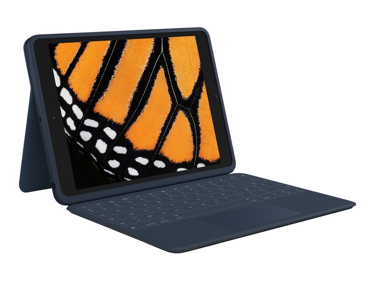 Logitech Rugged Combo 3 Touch for Education - Tastatur und Foliohülle - mit Trackpad - Apple Smart connector - QWERTZ - Deutsch - Classic Blue - für Bildungseinrichtungen - für Apple 10.2-inch iPad (7. Generation, 8. Generation, 9. Generation)