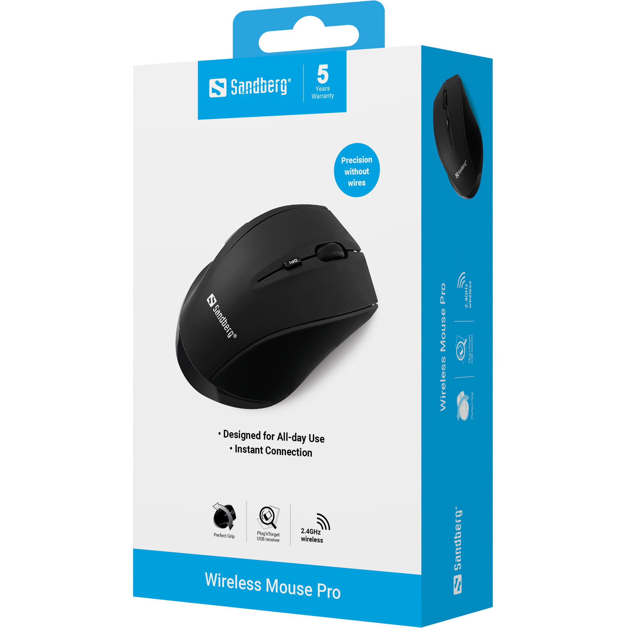 SANDBERG Pro - Maus - 5 Tasten - kabellos - 2.4 GHz - kabelloser Empfänger (USB), Ansicht 2