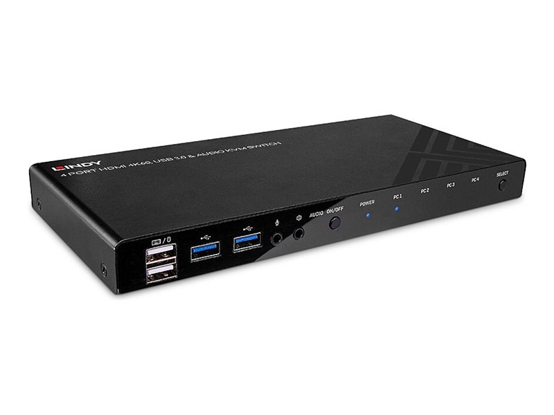 Lindy KVM-Audio-USB-Switch - HDMI 4K60 USB 3.0