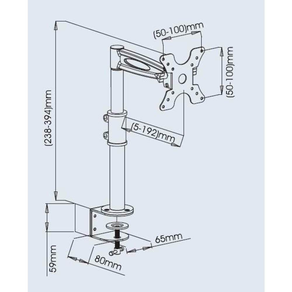 Techly Befestigungskit (Spannbefestigung für Tisch, Halterung für Display, Schwenkarm) für LCD-Display - Schwarz, Ansicht 3