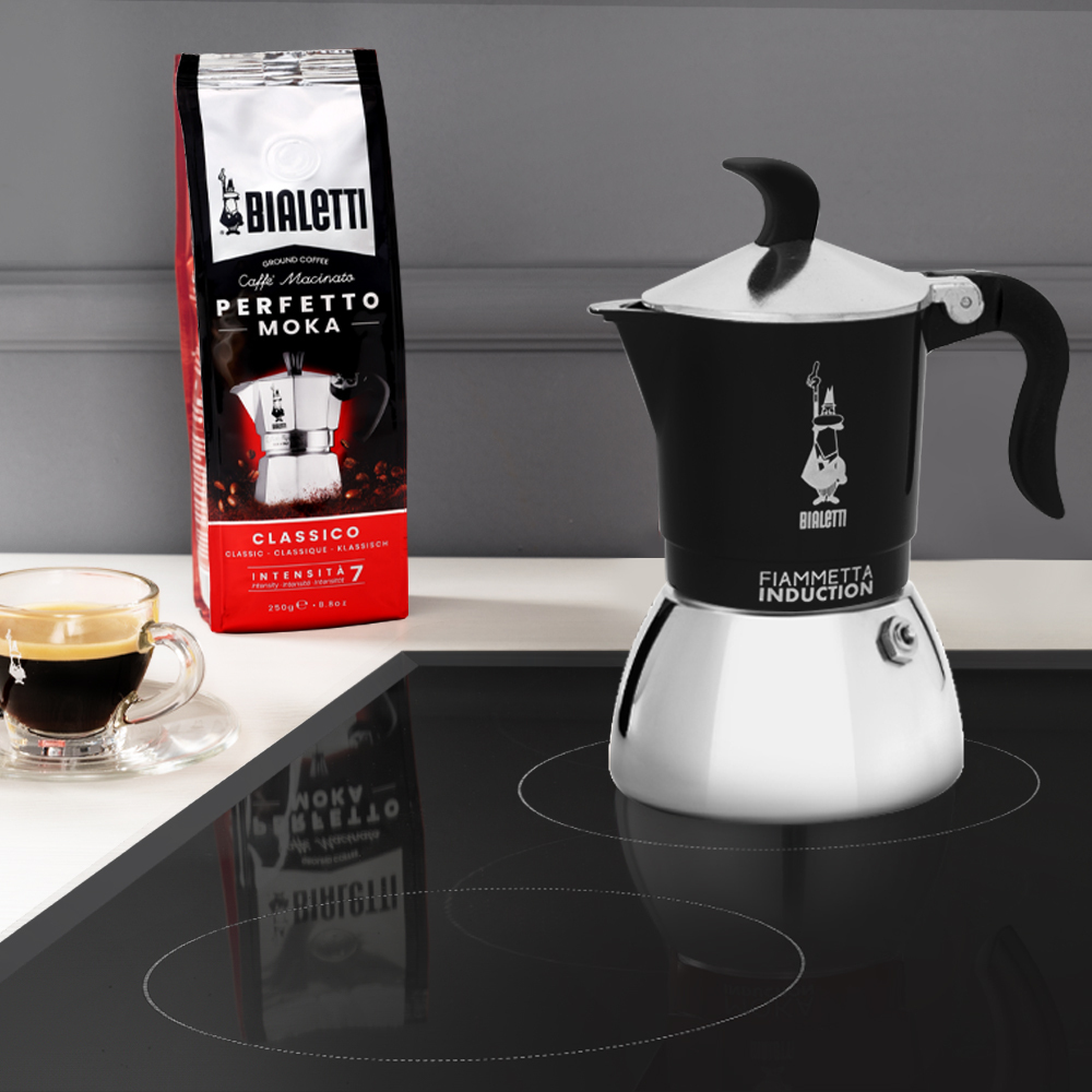 Bialetti Fiammetta Induction - Mokka-Kanne - 0,1 l - Schwarz - Edelstahl - Aluminium - 2 Tassen - Polyamid, Ansicht 3