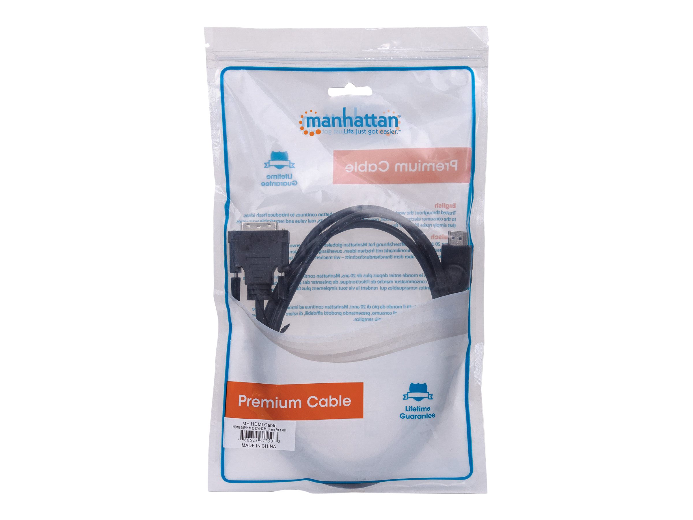 Manhattan HDMI to DVI-D 24+1 Cable, 1.8m, Male