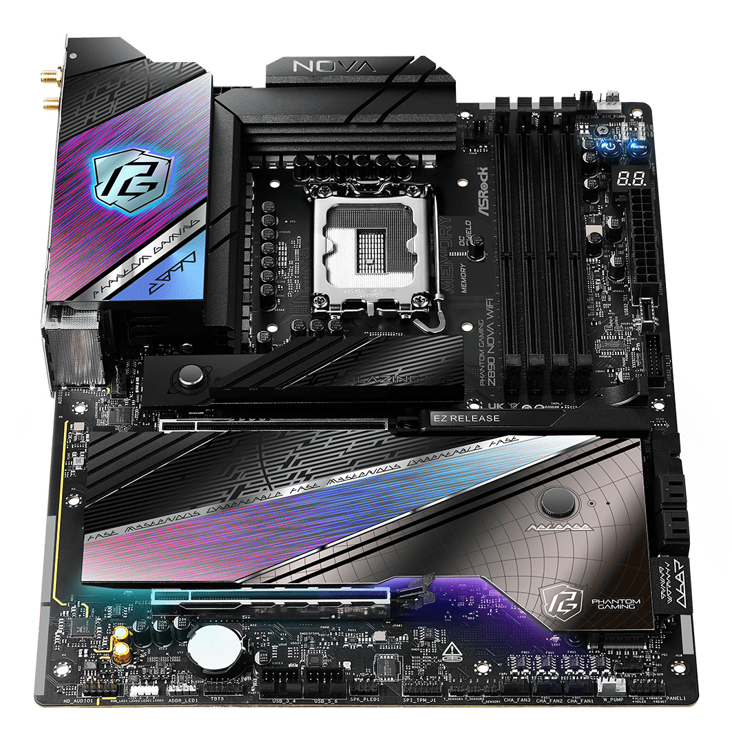ASRock Phantom Gaming Z890 NOVA WIFI - Motherboard - ATX - LGA1851-Sockel - Z890 Chipsatz - USB4, USB-C 3.2 Gen 2x2, Ansicht 3