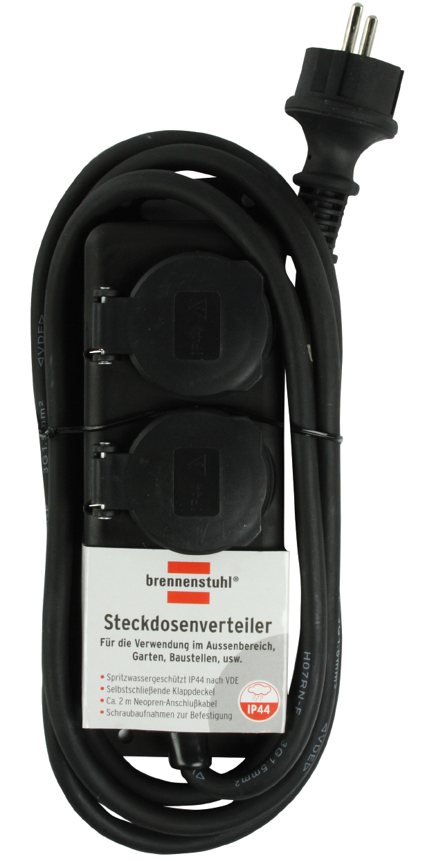Brennenstuhl Extension socket IP44 2-way black 2m H07RN-F 3G1,5, Ansicht 2