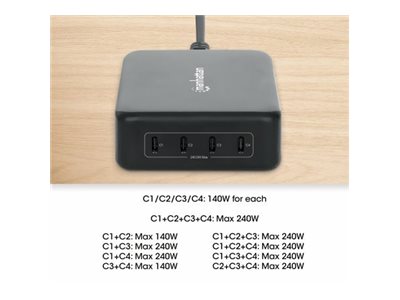 Manhattan 4-Port GaN USB Power Delivery-Ladestation 240W, Ansicht 2