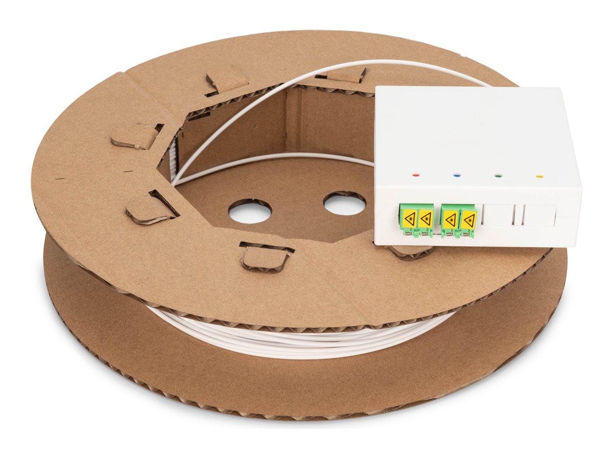 DIGITUS Fttx Installationskit, Vorkonfektioniert, 4-Faser, LC/APC Stecker, Länge 70m