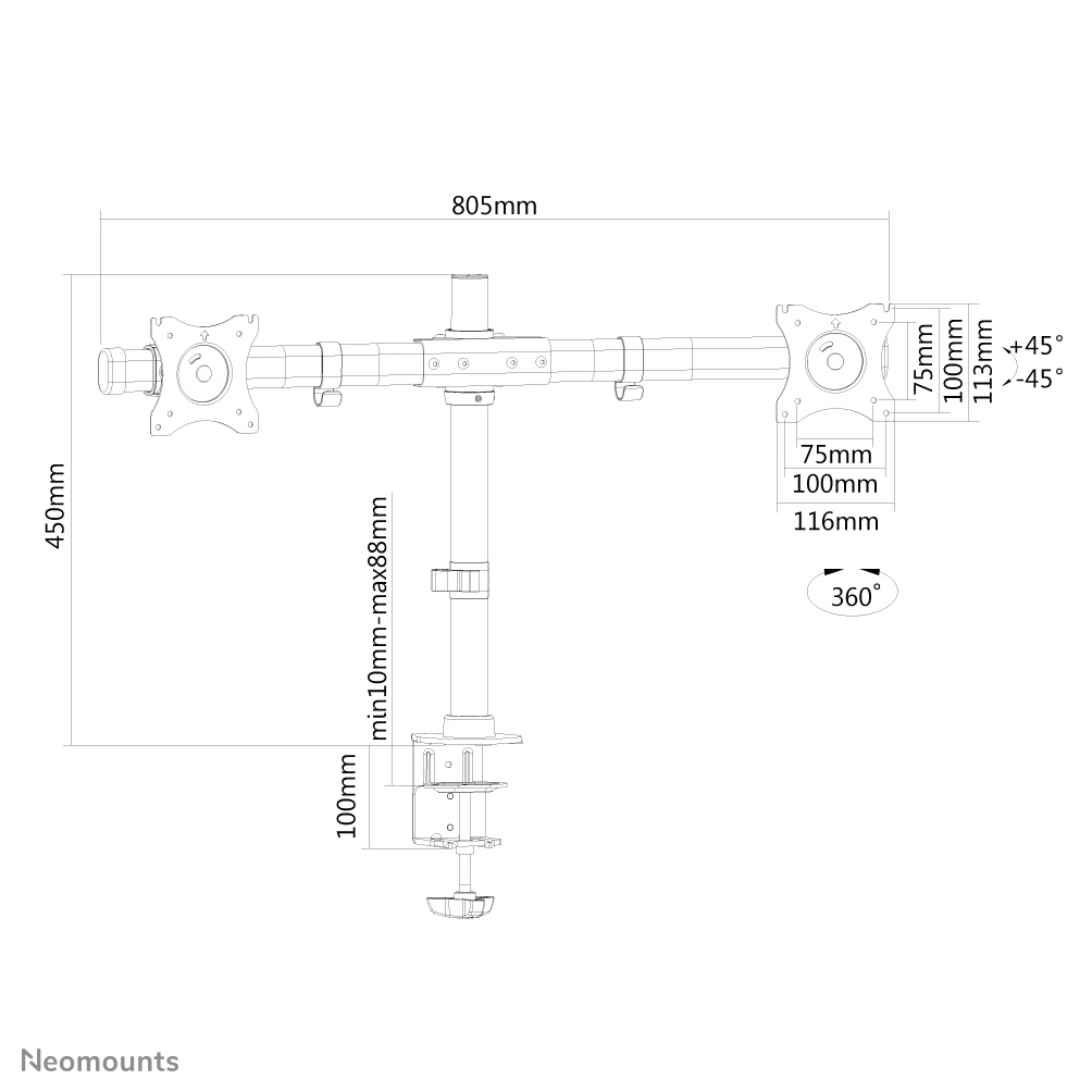 Neomounts by Newstar FPMA-DCB100D - Befestigungskit - für 2 LCD-Displays (full-motion), Ansicht 2