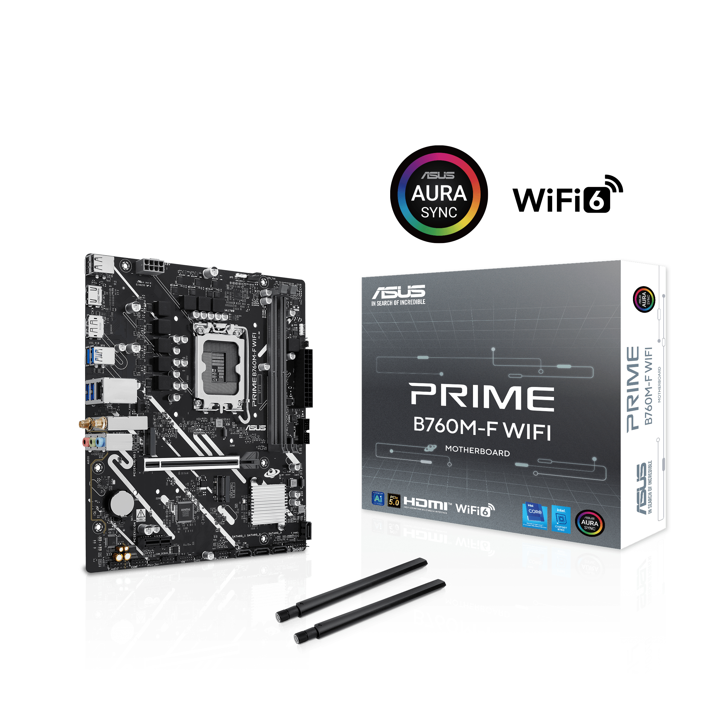 ASUS PRIME B760M-F WIFI - Motherboard - micro ATX - LGA1700 Sockel - B760 Chipsatz - Gigabit LAN, Wi-Fi 6, Bluetooth, Ansicht 3