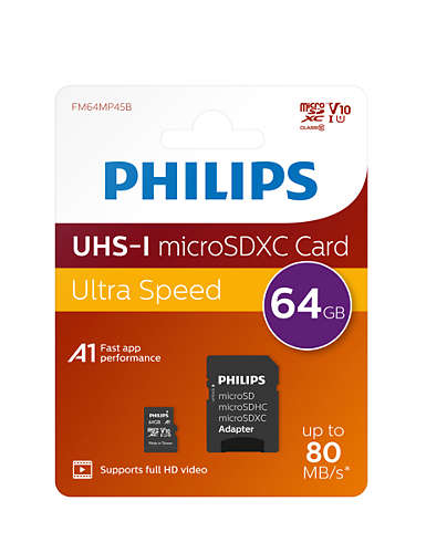 Philips FM64MP45B - Flash-Speicherkarte (SD-Adapter inbegriffen), Ansicht 2