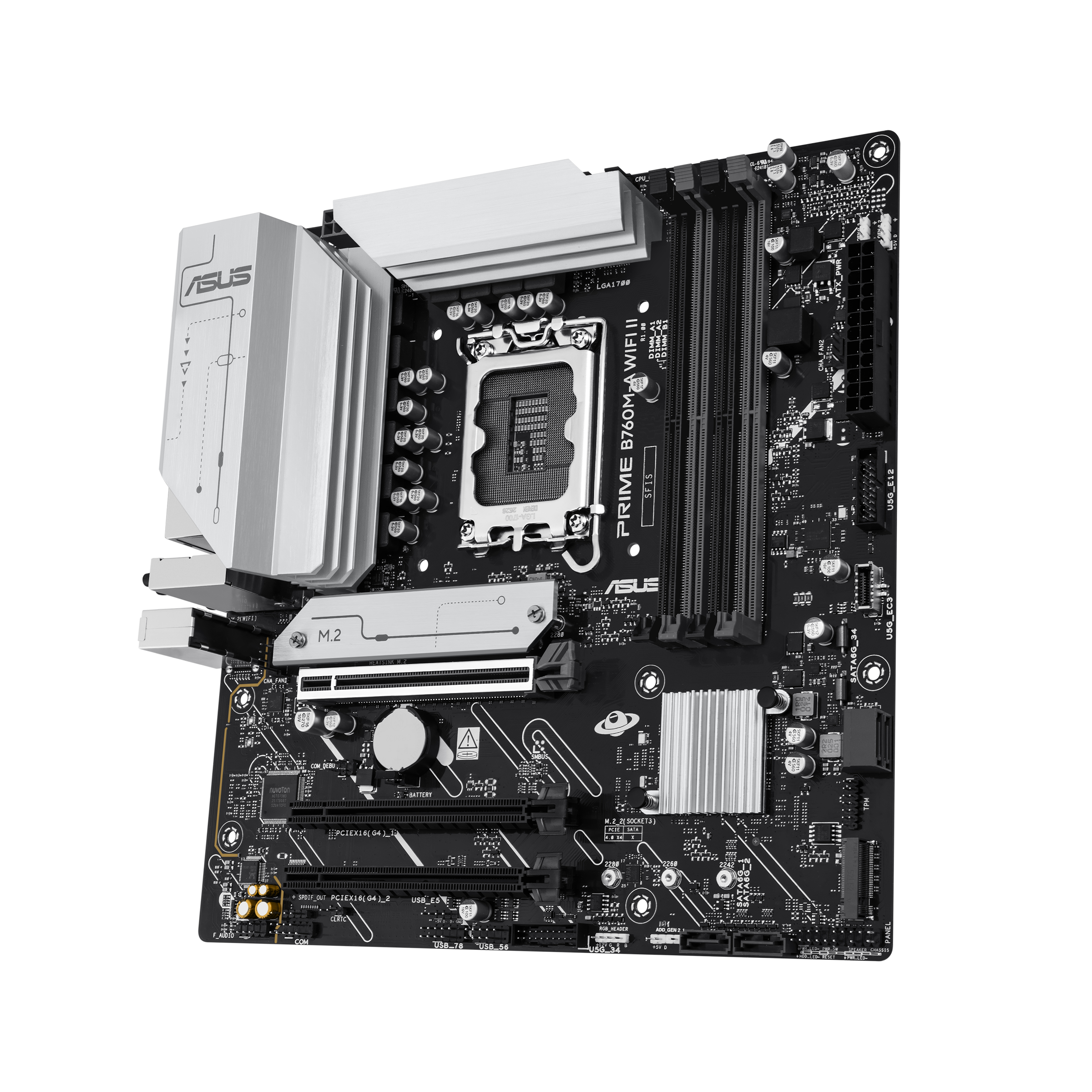 ASUS PRIME B760M-A WIFI II LGA 1700 mATX motherboard 1xHDMI 1xDP 2xM.2 - Mainboard - Intel Sockel 1700 (Core i), Ansicht 4