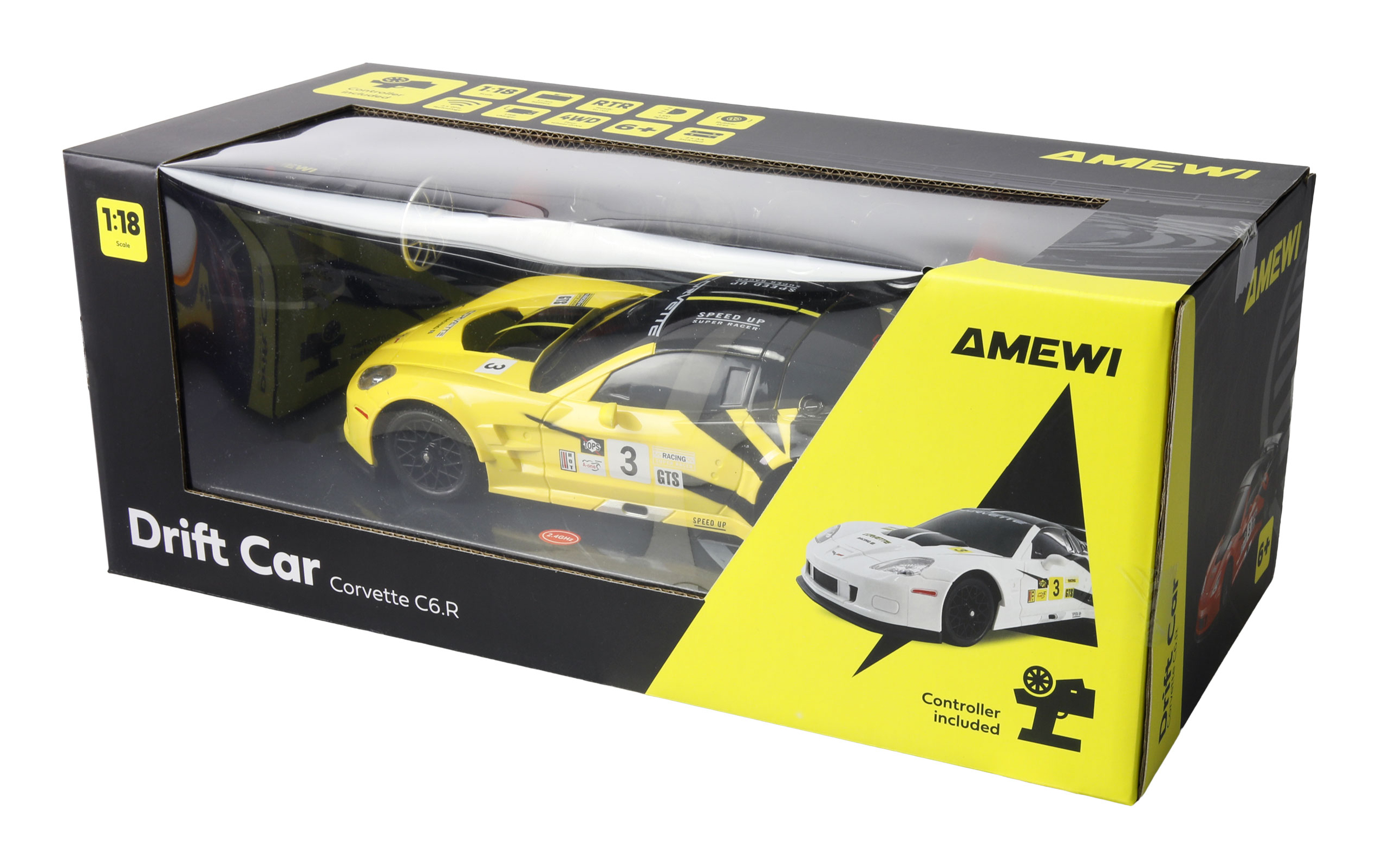 Amewi RC Drift Corvette gelb, Ansicht 2