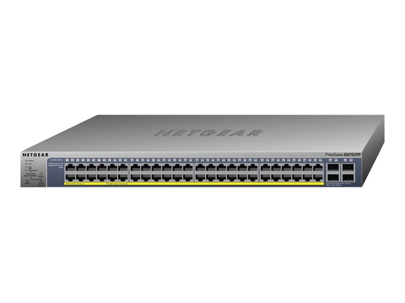 NETGEAR Smart GS752TP - Switch - L3 Lite - Smart - 8 x 10/100/1000 (PoE+) + 40 x 10/100/1000 (PoE) + 4 x SFP - Desktop, an Rack montierbar - PoE+ (384 W)