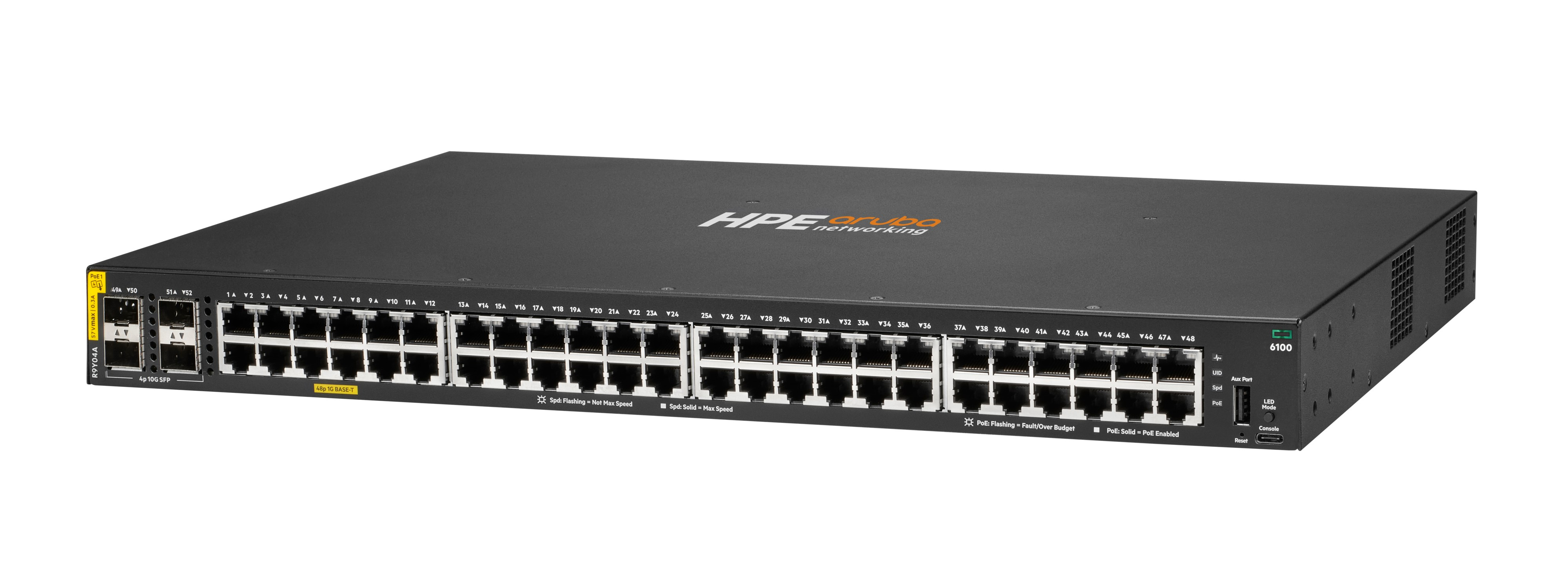 HPE Aruba Networking CX 6100 48G Class4 PoE 4SFP+ 740W Switch - Switch - L3 - managed - 48 x 10/100/1000 (PoE+), Ansicht 2