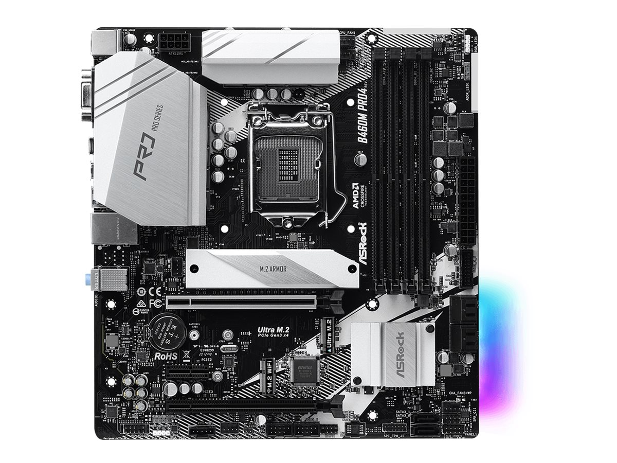 ASRock B460M Pro4 - Motherboard - micro ATX - LGA1200-Sockel - B460 - USB-C Gen1, USB 3.2 Gen 1 - Gigabit LAN - Onboard-Grafik ( ASRock B460M Pro4 - Motherboard - micro ATX - LGA1200-Sockel - B460 - USB-C Gen1, USB 3.2 Gen 1 - Gigabit LAN - Onboard-Grafik (