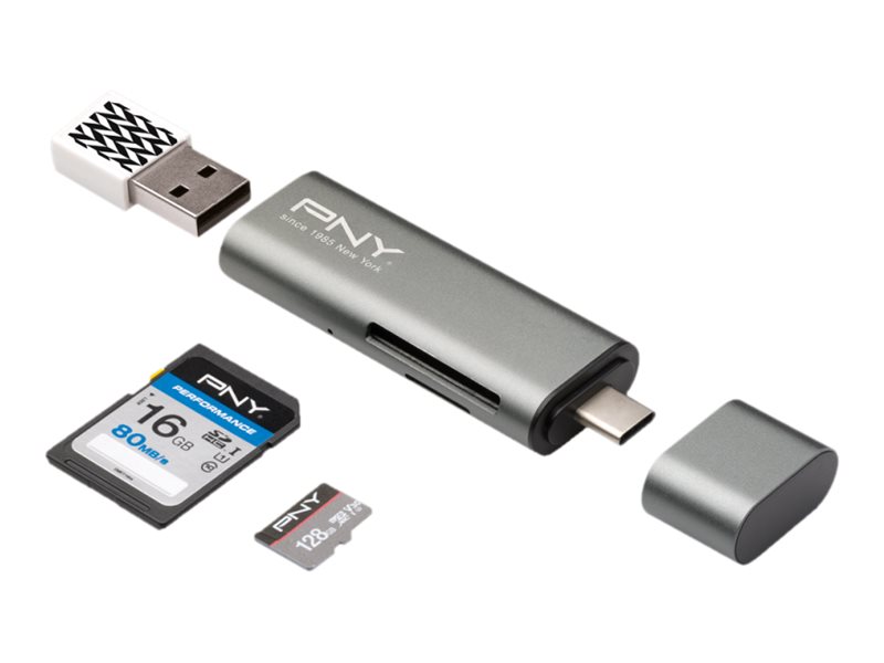 PNY Kartenleser - 3 in 1 (SD, microSD, SDHC, microSDHC, SDXC, microSDXC)