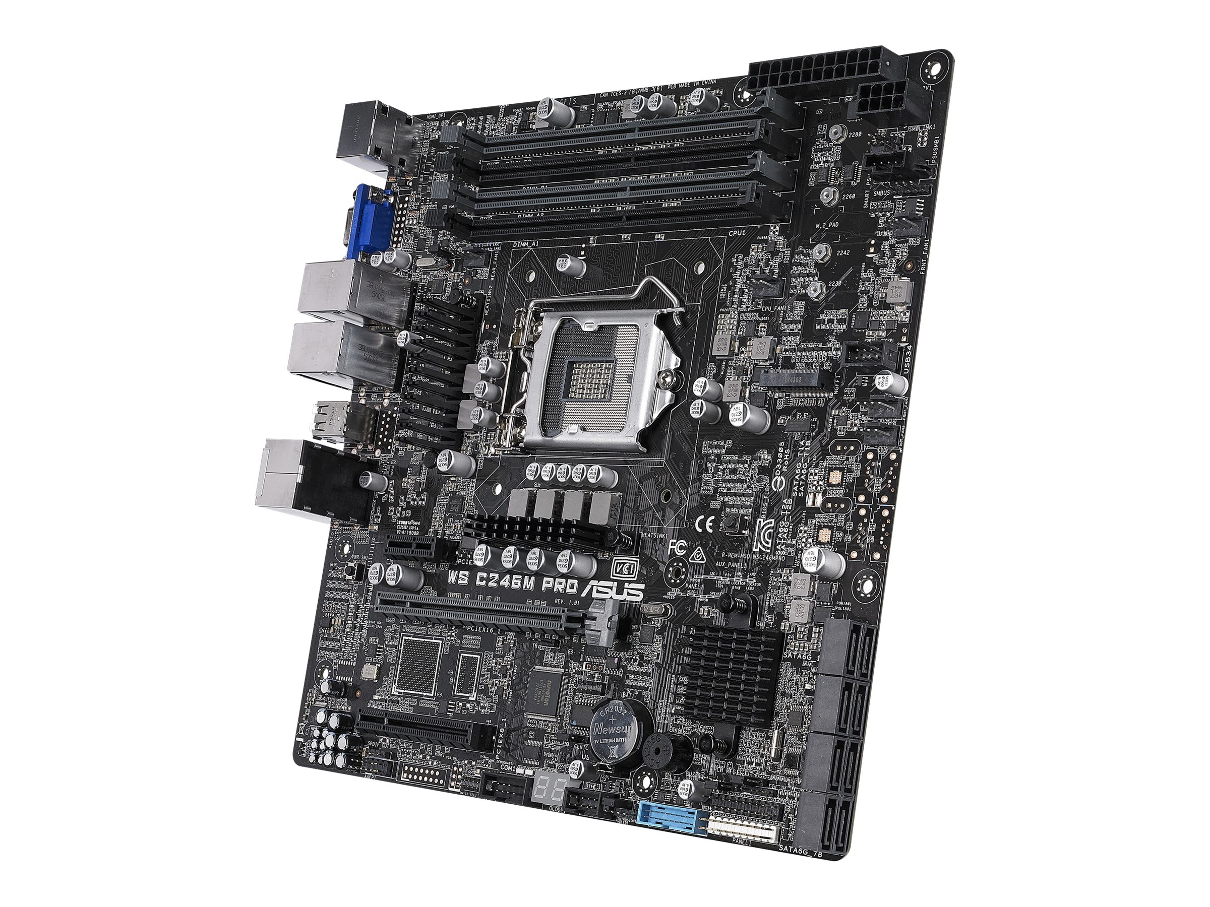 ASUS WS C246M PRO - Motherboard - micro ATX - LGA1151 Socket - C246 Chipsatz - USB 3.1 Gen 1 USB 3.1 Gen 2 - 2 x Gigabit LAN - Onboard-Grafik (CPU erforderlich)