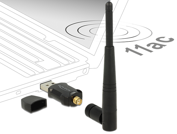 Delock USB 2.0 Dual Band WLAN ac/a/b/g/n Stick, Ansicht 3