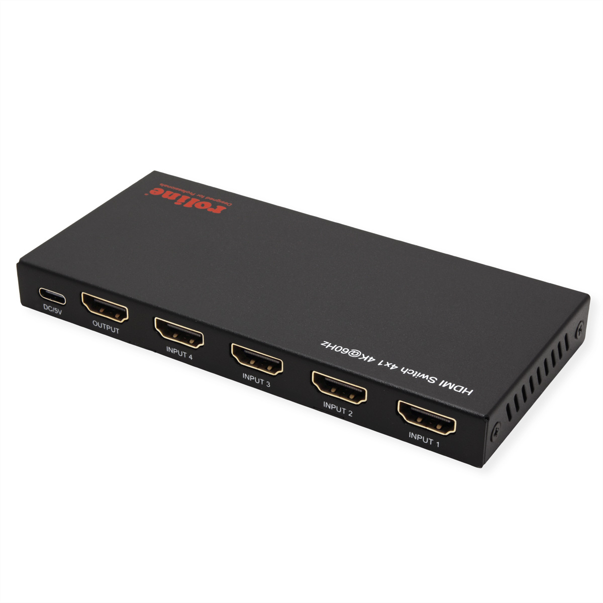 ROLINE HDMI Switch 4fach 4K60Hz HDCP2.3+ IR Fernbd.