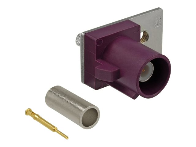 DeLOCK FAKRA D plug spring pin for crimping 1 prepunched hole - Modulares Faceplate-Snap-In - FAKRA D - Claret Violet, RAL 4004