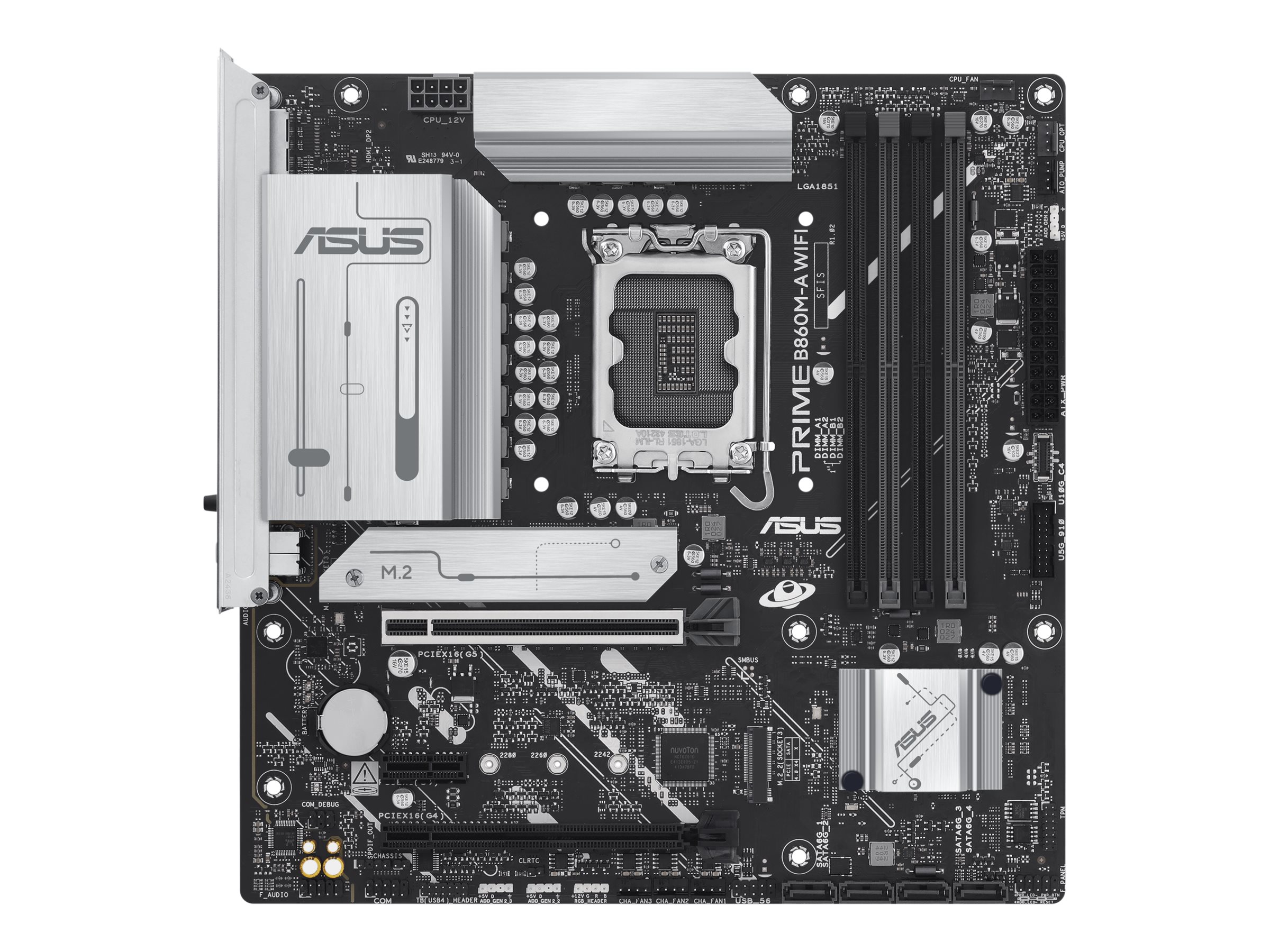 ASUS PRIME B860M-A WIFI - Motherboard - micro ATX - LGA1851 Sockel - B860 Chipsatz - USB-C 3.2 Gen 2x2, USB 3.2 Gen 2, USB 3.2 Gen 1, USB-C 3.2 Gen 1 - 2.5 Gigabit LAN, Bluetooth, Wi-Fi 6E - Onboard-Grafik (CPU erforderlich)