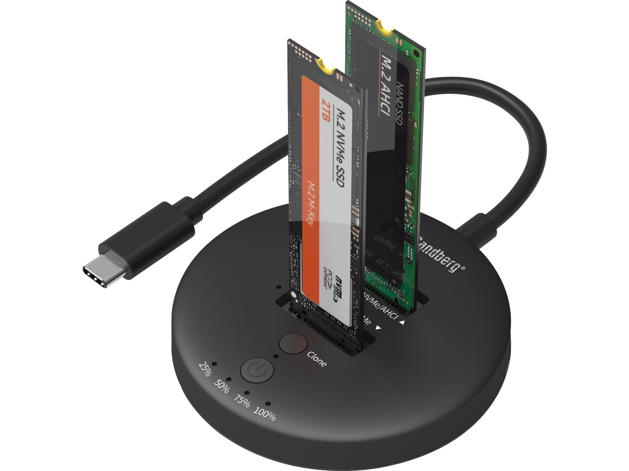 SANDBERG SSD-Dockingstation Schächte: 2 - M.2 - M.2 NVMe Card - USB-C 3.2 (Gen 2), Ansicht 3