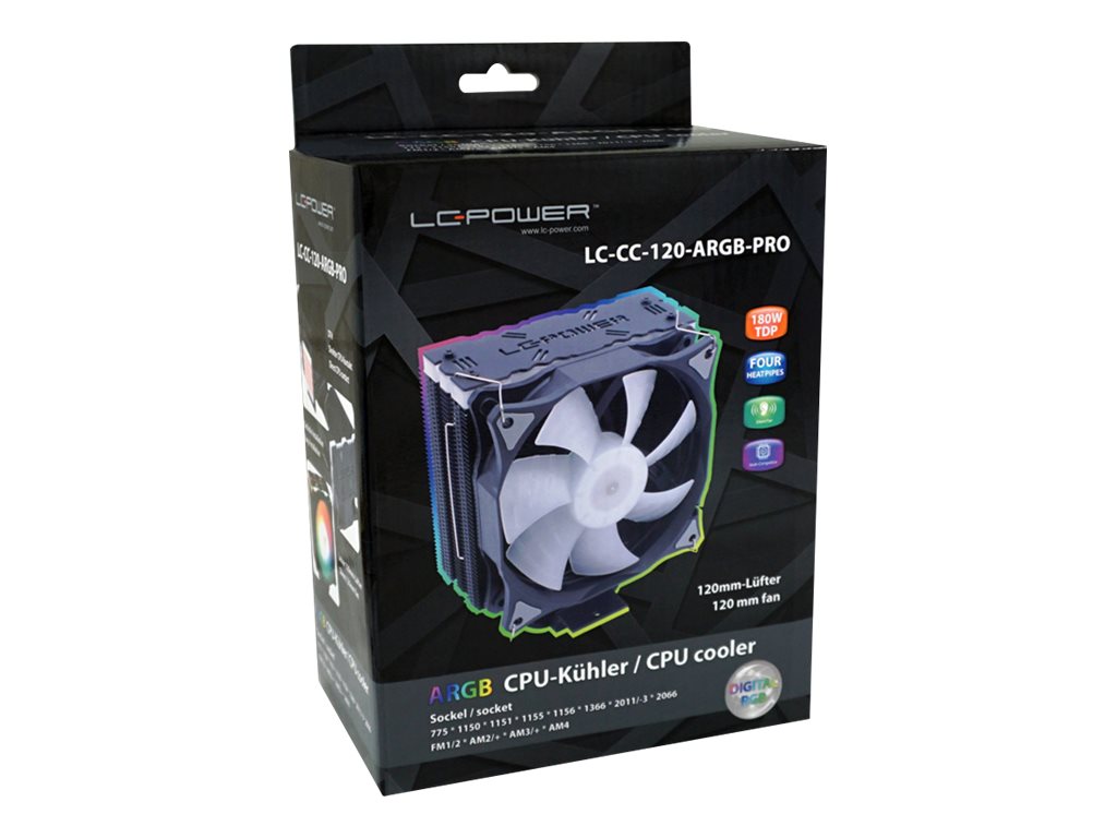 LC Power LC-CC-120-ARGB-PRO - Prozessorkühler - (für: LGA775, LGA1156, AM2, AM2+, LGA1366, AM3, LGA1155, AM3+, LGA2011, 