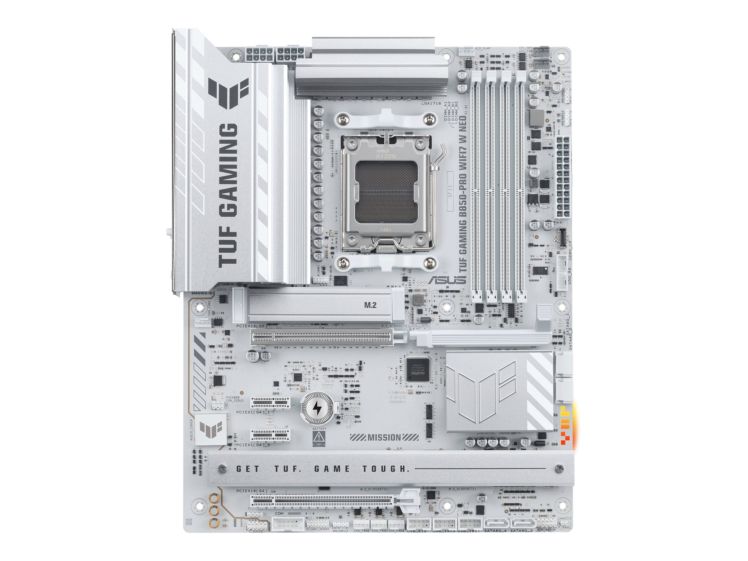 ASUS TUF GAMING B850-PRO WIFI7 W NEO - Motherboard - ATX - Socket AM5 - AMD B850 Chipsatz - USB 3.2 Gen 2, USB-C 3.2 Gen2, USB 3.2 Gen 1, USB-C 3.2 Gen 2x2, USB4 - Wi-Fi 7, Bluetooth, 2.5 Gigabit LAN - Onboard-Grafik (CPU erforderlich)