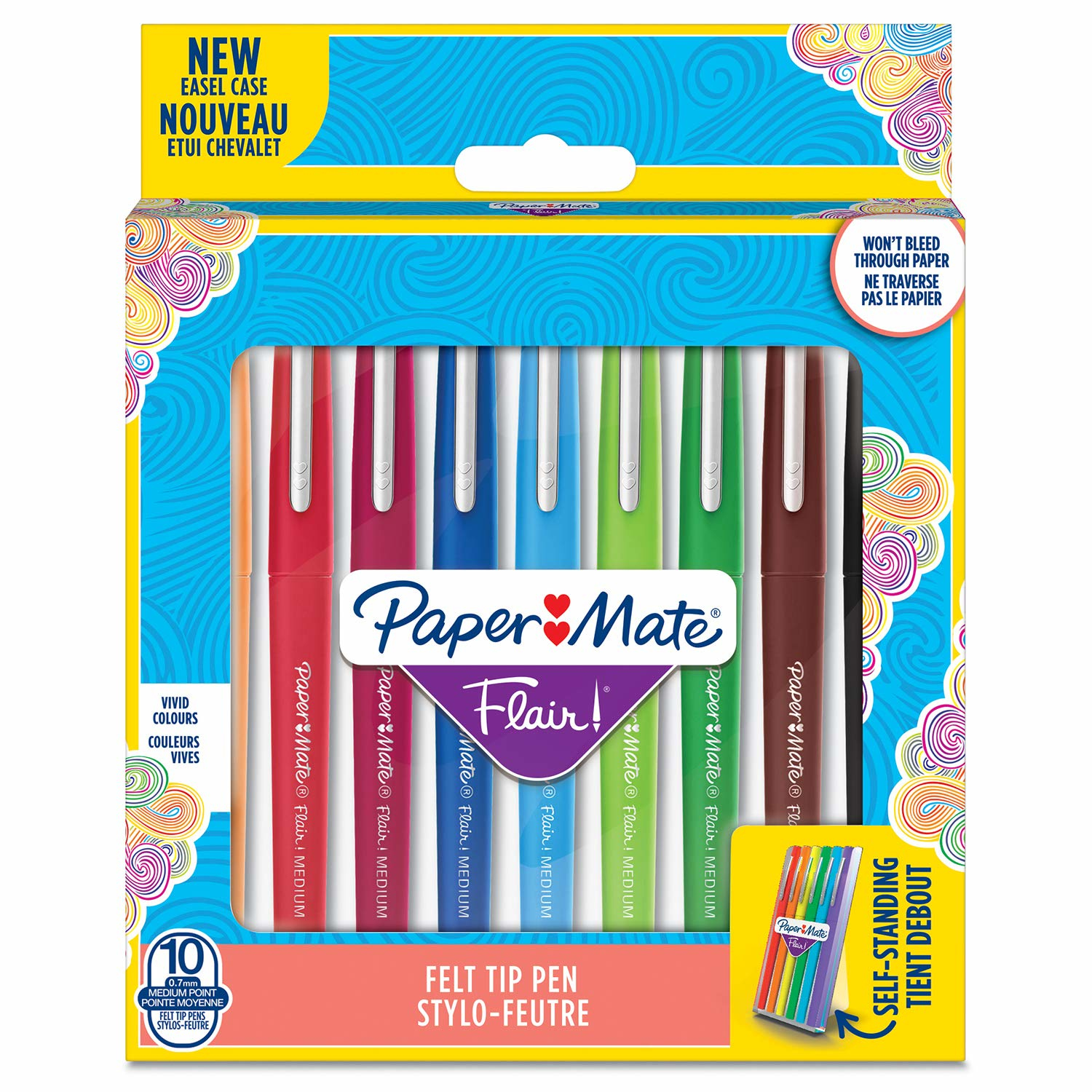 Paper Mate Flair - Medium - 10 Farben - Mehrfarben - Rundspitze - 1 mm - Mehrfarben