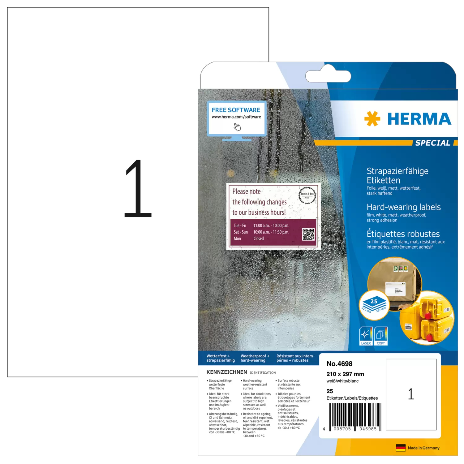 HERMA Special - Matt - permanent selbstklebend - weiß - A4 (210 x 297 mm), Ansicht 4