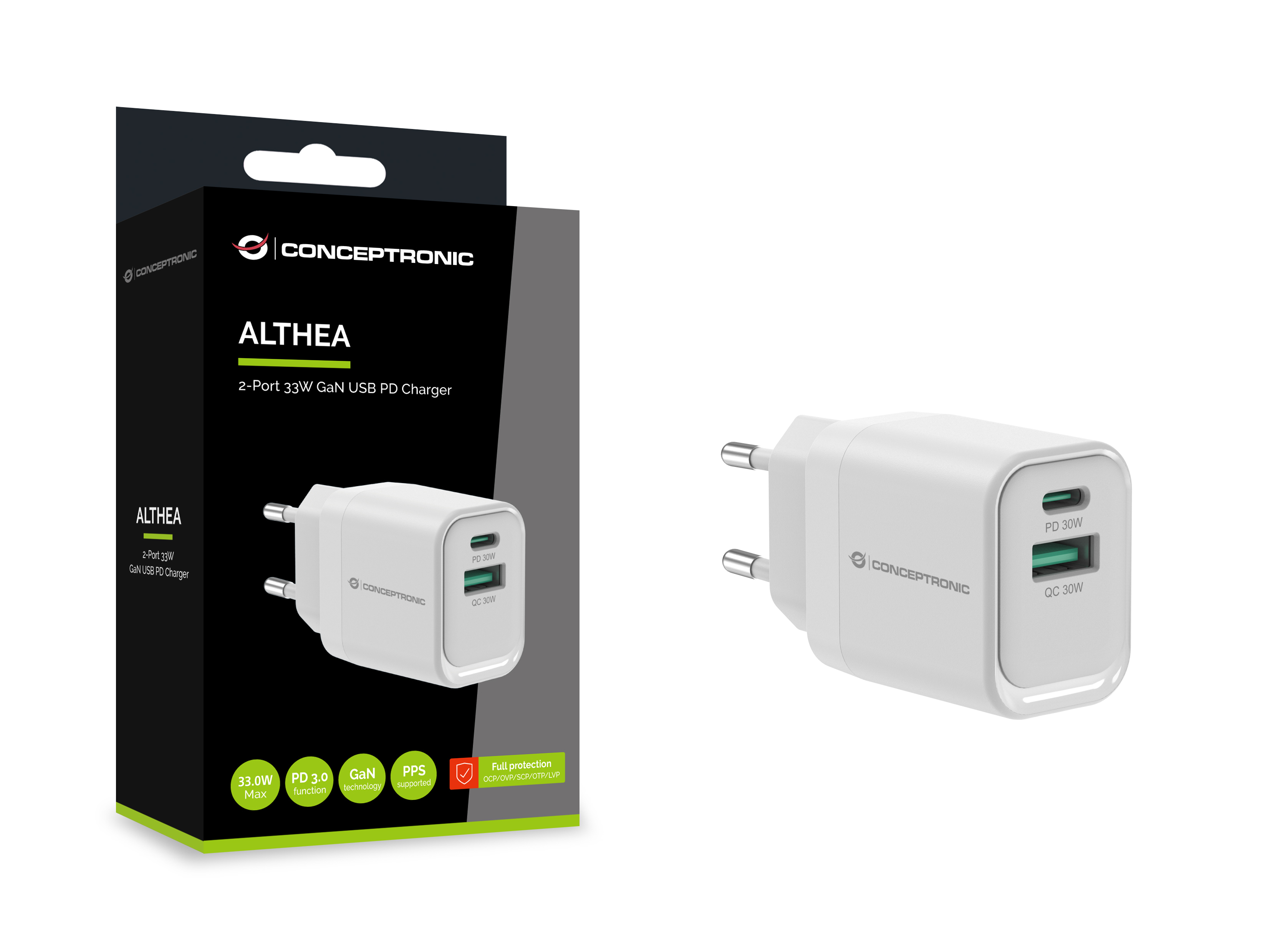 Conceptronic ALTHEA19W33 2-Port 33W GaN USB PD Charger, Ansicht 3