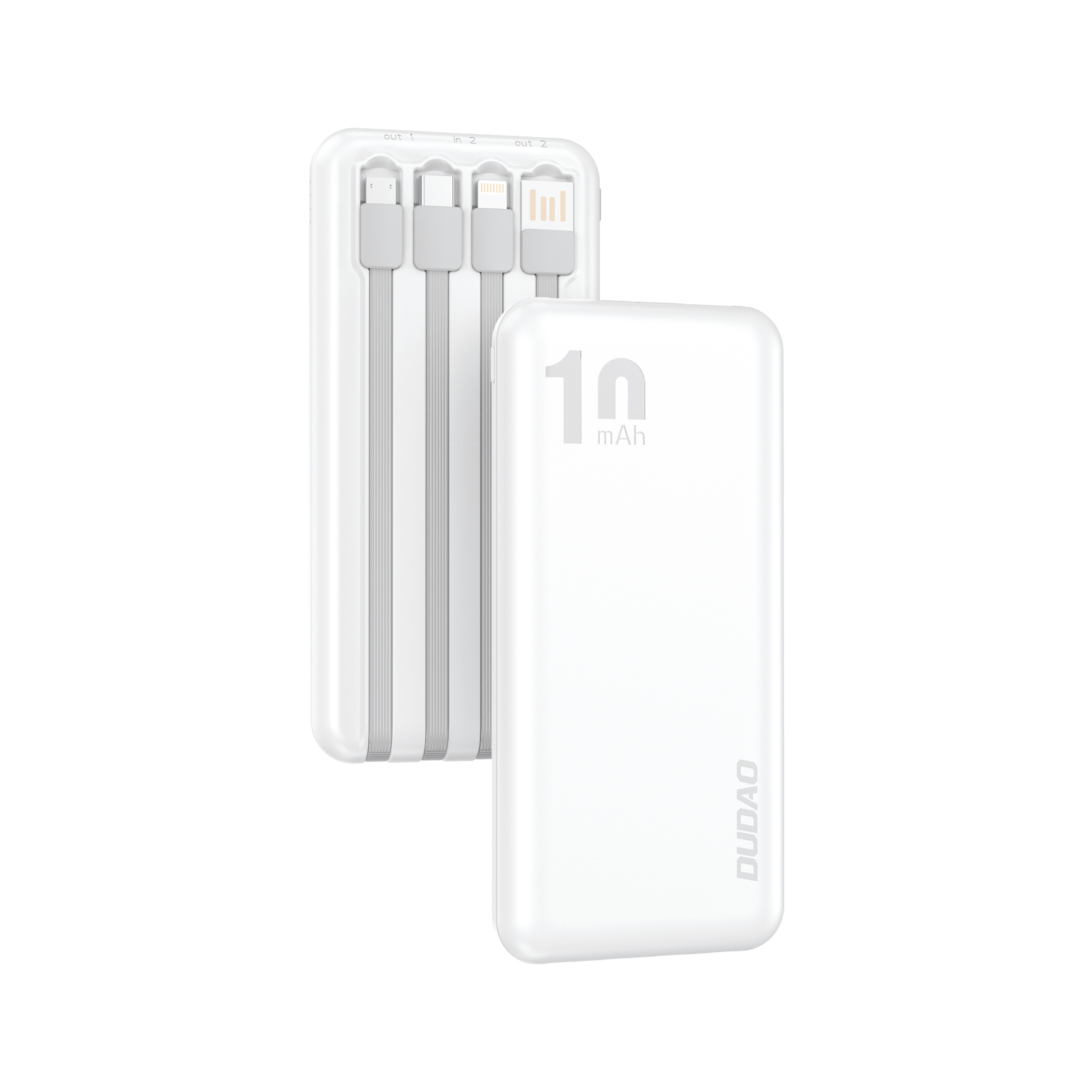 Dudao K6Pro Universal 10000mAh Power Bank with USB Cable Type C Lightning white, Ansicht 3
