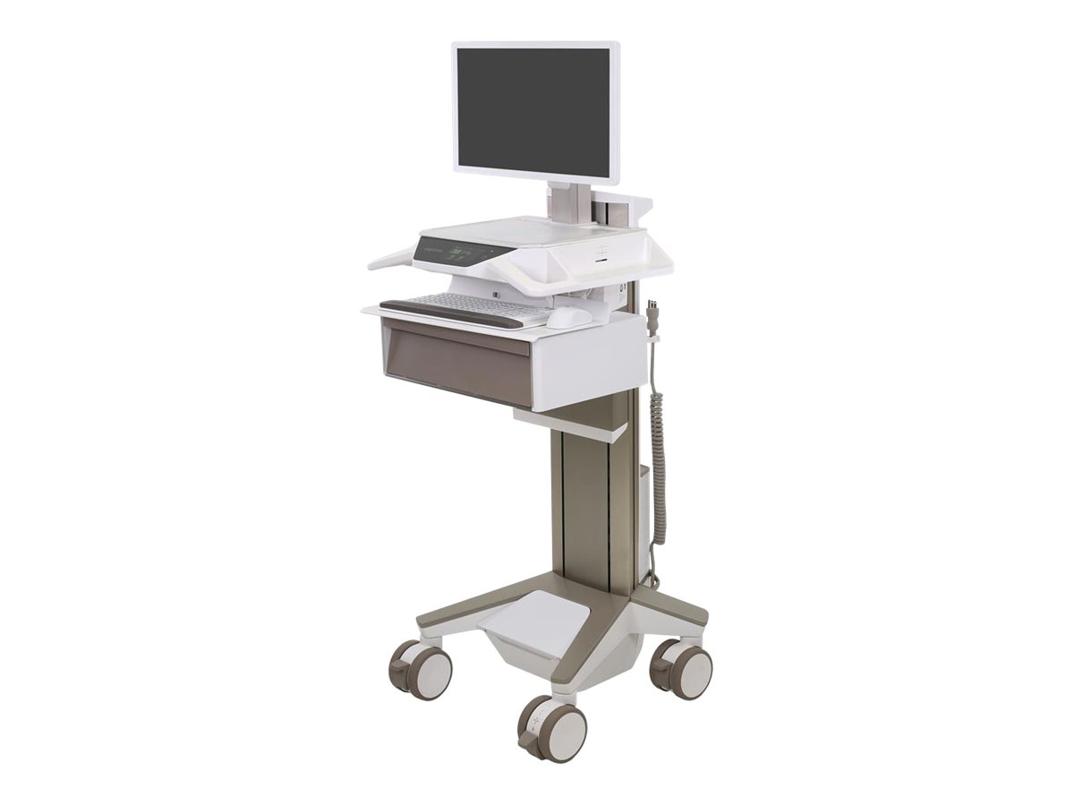 Ergotron CareFit Pro - Wagen - Electric Lift - für LCD-Display  PC-Ausrüstung - medizinisch - weiß Warm Gray - Bildschirmgröße: bis zu 686 cm (bis zu 27 Zoll)