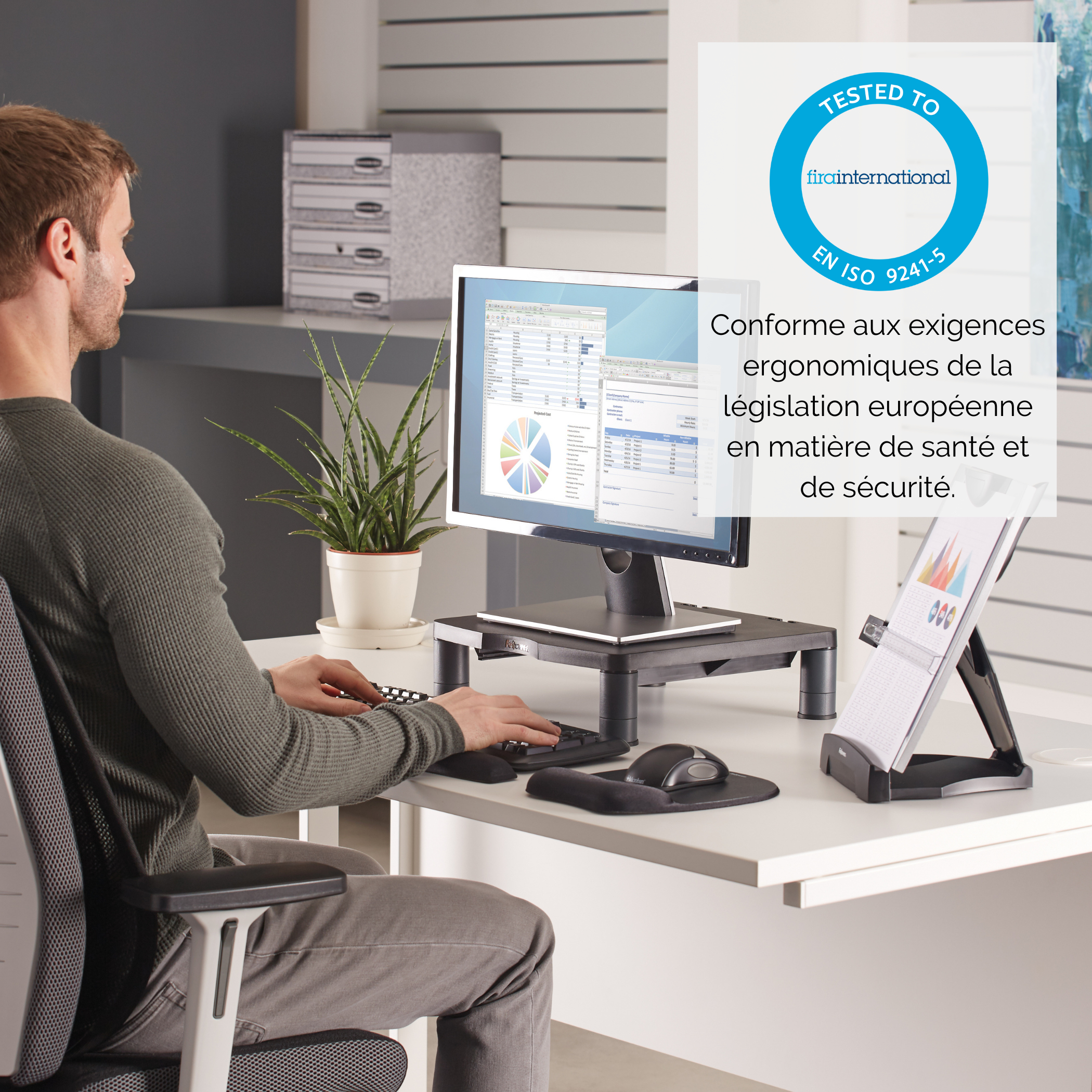 Fellowes Standard Monitor Riser - Aufstellung - für Monitor - Kunststoff - Graphite - Bildschirmgröße: 53.3 cm (21), Ansicht 4