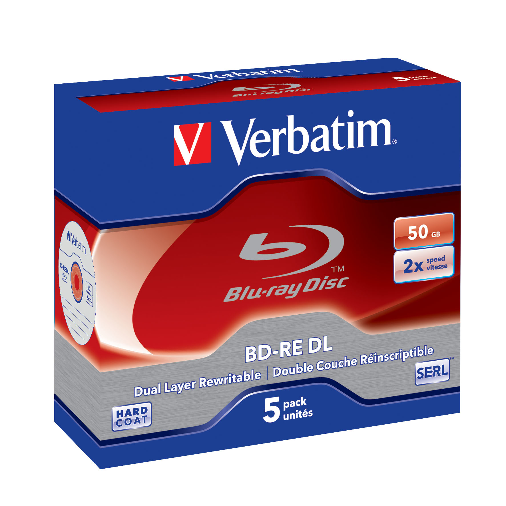 Verbatim 5 x BD-RE DL - 50 GB 2x - Jewel Case (Schachtel), Ansicht 2