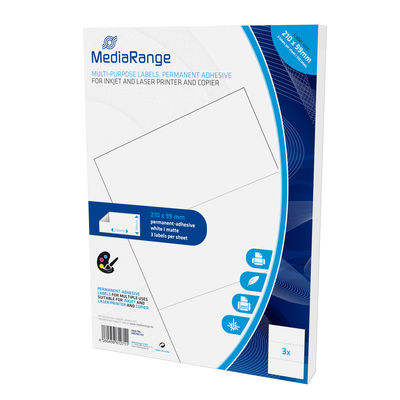 MEDIARANGE MRINK142 - Weiß - Dauerhaft - 210 x 99 - A4 - Matte - Laser/Inkjet, Ansicht 2