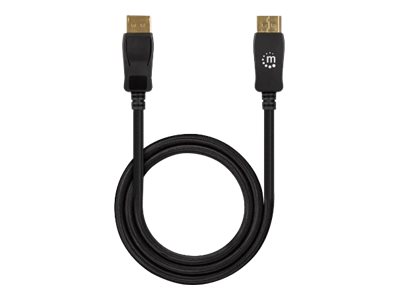 IC Intracom Manhattan DisplayPort 1.4 Cable, 8K@60hz, 1m, Braided Cable, Male to Male, Equivalent to Startech DP14MM1M, With Latches, Fully Shielded, Black, Lifetime Warranty, Polybag - DisplayPort-Kabel - DisplayPort (M)
