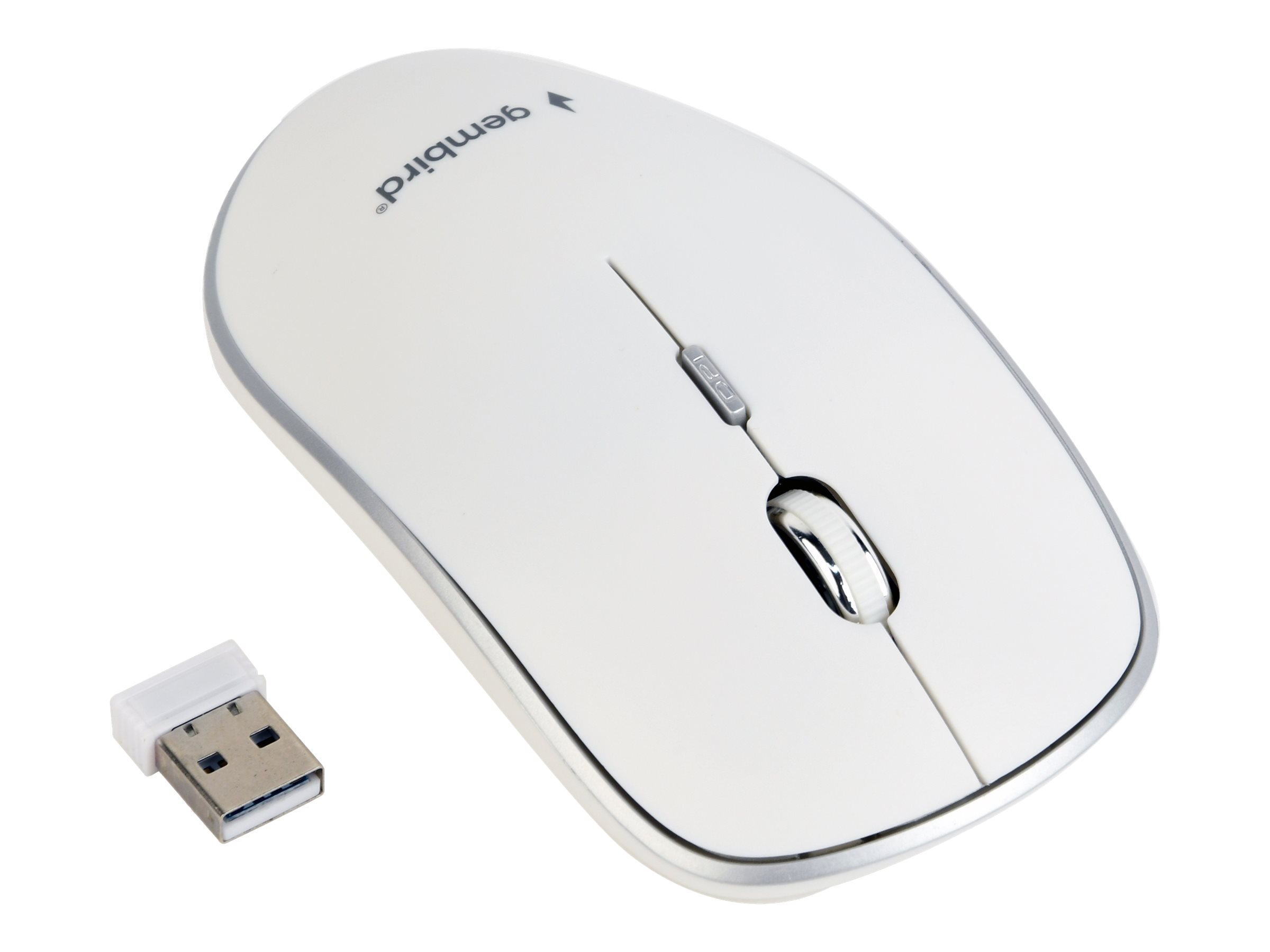Gembird MUSW-4B-01-W - Maus - optisch - 4 Tasten - kabellos - 2.4 GHz - kabelloser Empfänger (USB), Ansicht 2