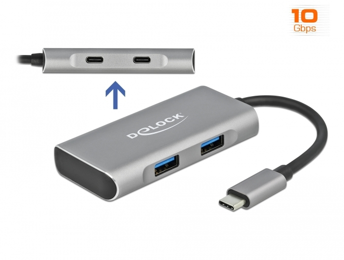 Delock Hub - 2 x USB 3.2 Gen 2 + 2 x USB-C 3.2 Gen 2, Ansicht 2